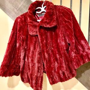 Vintage faux fur in burgundy.